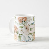 Monogram Waterverf 1600s Nederlandse Bloemen 11 oz Koffiemok (Voorkant links)