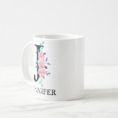 Monogram Waterverf Aangepast Single Letter Koffie  Koffiemok (Voorkant links)