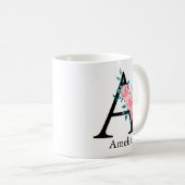 Monogram Waterverf Aangepaste Enkele Letter A Koff Koffiemok (Voorkant rechts)