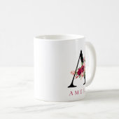 Monogram waterverf aangepaste enkele letter bordea koffiemok (Voorkant rechts)
