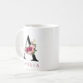 Monogram waterverf aangepaste enkele letter bordea koffiemok (Voorkant links)