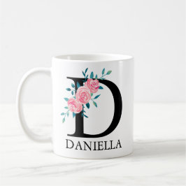 Monogram waterverf aangepaste enkele letter D Koffiemok