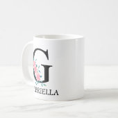 Monogram waterverf aangepaste enkele letter koffie koffiemok (Voorkant links)