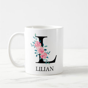 Monogram Waterverf Aangepaste Enkele Letter L Koffiemok