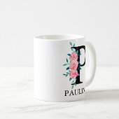 Monogram Waterverf Aangepaste Enkele Letter P Koffiemok (Voorkant rechts)