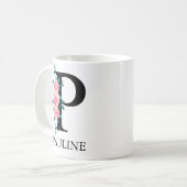 Monogram Waterverf Aangepaste Enkele Letter P Koffiemok (Voorkant links)