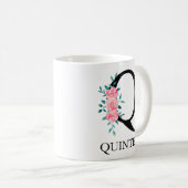 Monogram Waterverf Aangepaste Enkele Letter Q Koff Koffiemok (Voorkant rechts)