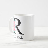 Monogram Waterverf Aangepaste Enkele Letter R Koffiemok (Voorkant links)
