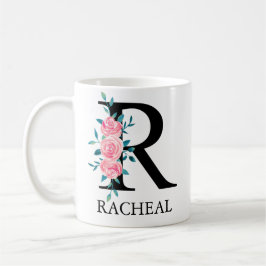 Monogram waterverf aangepaste enkele letter R Koffiemok