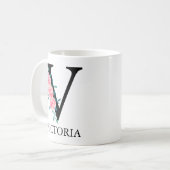 Monogram waterverf aangepaste enkele letter V Koffiemok (Voorkant links)