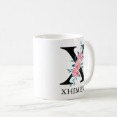 Monogram waterverf aangepaste enkele letter X Koffiemok (Voorkant rechts)