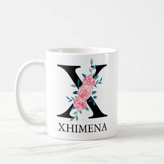 Monogram waterverf aangepaste enkele letter X Koffiemok (Links)