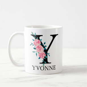 Monogram waterverf aangepaste enkele letter Y Koffiemok