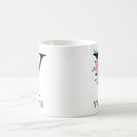 Monogram Waterverf Aangepaste enkelvoudige letter  Koffiemok (Center)