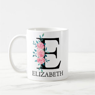 Monogram Waterverf Aangepaste enkelvoudige letter  Koffiemok