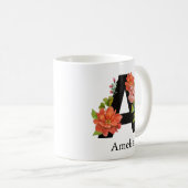 Monogram Waterverf Aangepaste enkelvoudige letter  Koffiemok (Voorkant rechts)