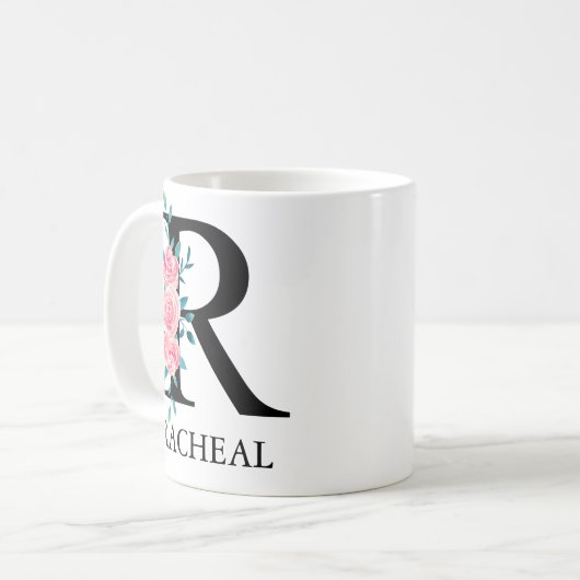 Monogram Waterverf Aangepaste enkelvoudige letter Koffiemok (Voorkant links)