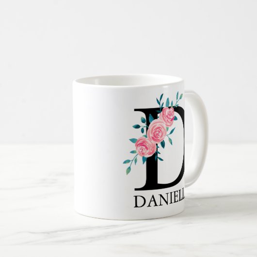 Monogram Waterverf Aangepaste enkelvoudige letter  Koffiemok (Voorkant rechts)