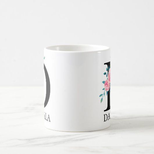 Monogram Waterverf Aangepaste enkelvoudige letter  Koffiemok (Center)