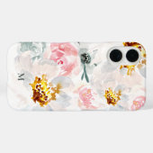 Monogram Waterverf Airy Bloemkunst gepersonaliseer Case-Mate iPhone Case (Achterkant (horizontaal))