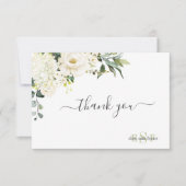 Monogram Waterverf Alabaster Rozen Hydrangea Bedankkaart (Voorkant)