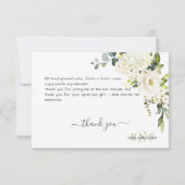 Monogram Waterverf Alabaster Rozen Hydrangea Bedankkaart (Achterkant)