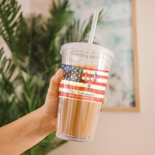 Monogram Waterverf Amerikaanse vlag Acryl Drinkbeker