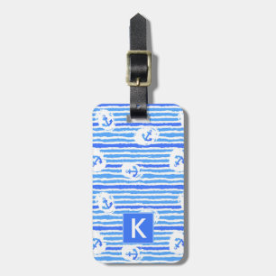 Monogram Waterverf ankerpatroon 1 Bagagelabel