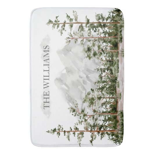 Monogram Waterverf Berg en Bos Badmat (Voorkant Verticaal)