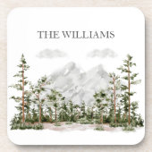Monogram Waterverf Berg en Bos Bier Onderzetter (Voorkant)