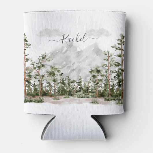 Monogram Waterverf Berg en Bos Blikjeskoeler (Voorkant)