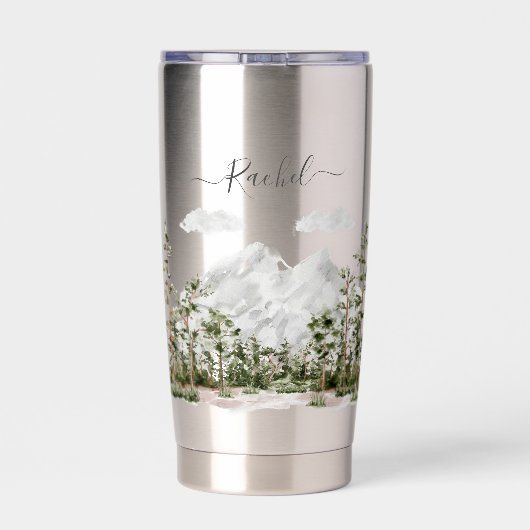 Monogram Waterverf Berg en Bos Geïsoleerde Drinkbeker (Achterkant)