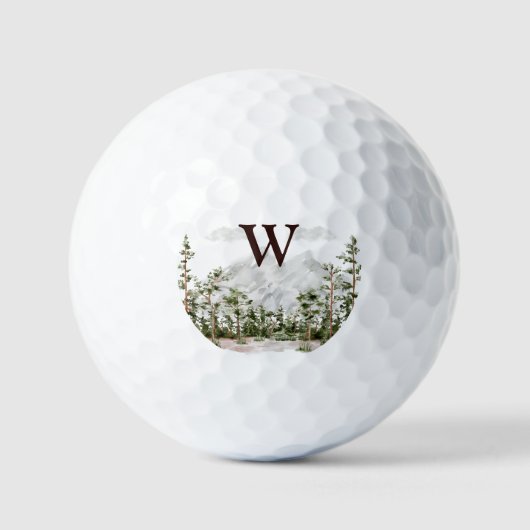 Monogram Waterverf Berg en Bos Golfballen (Voorkant)