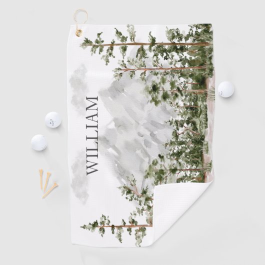 Monogram Waterverf Berg en Bos Golfhanddoek (Insitu)