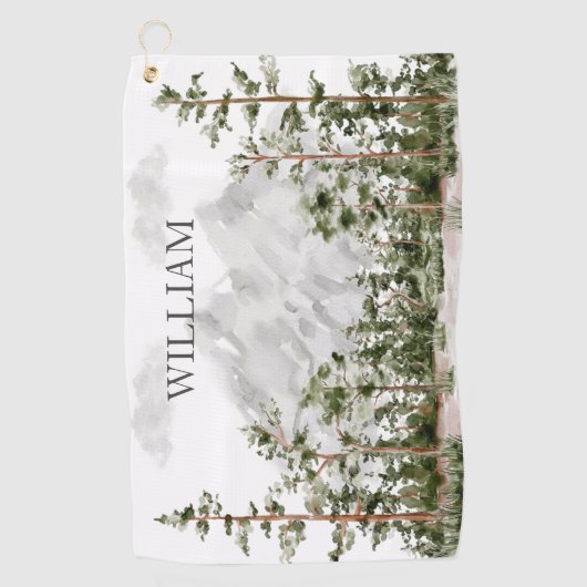 Monogram Waterverf Berg en Bos Golfhanddoek (Voorkant)