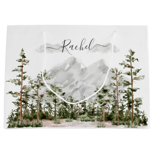 Monogram Waterverf Berg en Bos Groot Cadeauzakje (Voorkant)