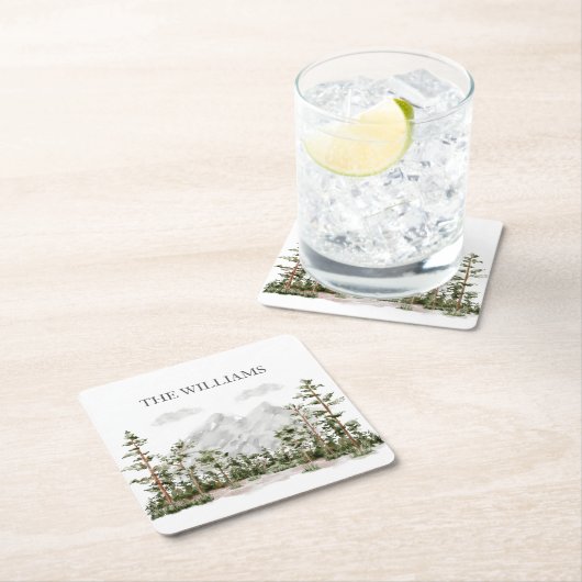 Monogram Waterverf Berg en Bos Kartonnen Onderzetters (Insitu)