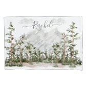 Monogram Waterverf Berg en Bos Kussensloop (Voorkant)