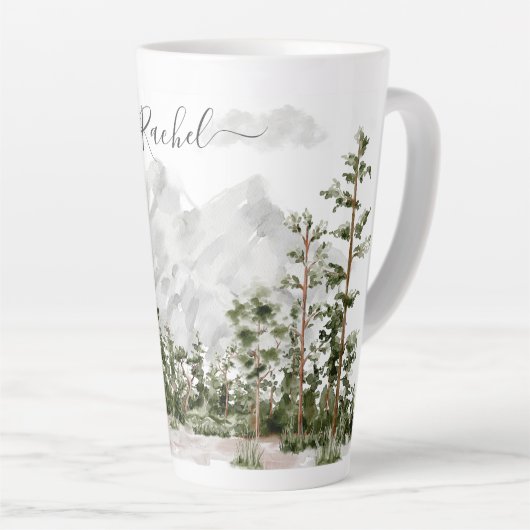 Monogram Waterverf Berg en Bos Latte Mok (Rechterhoek)
