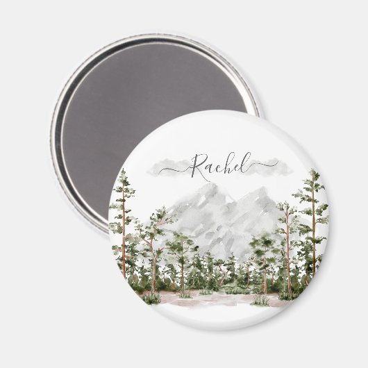 Monogram Waterverf Berg en Bos Magneet (Voorkant / Achterkant)