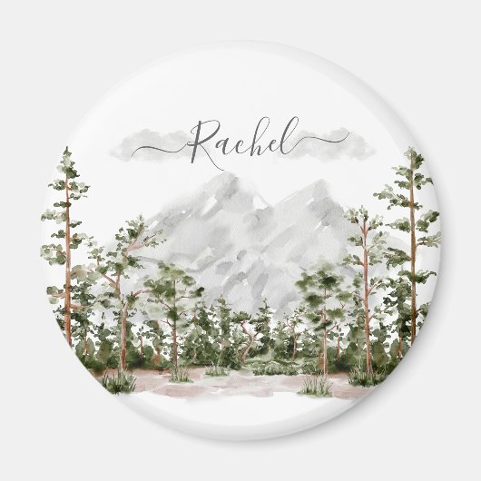 Monogram Waterverf Berg en Bos Magneet (Voorkant)