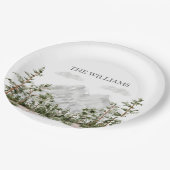 Monogram Waterverf Berg en Bos Papieren Bordje (Gekanteld)