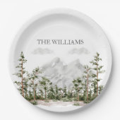 Monogram Waterverf Berg en Bos Papieren Bordje (Voorkant)