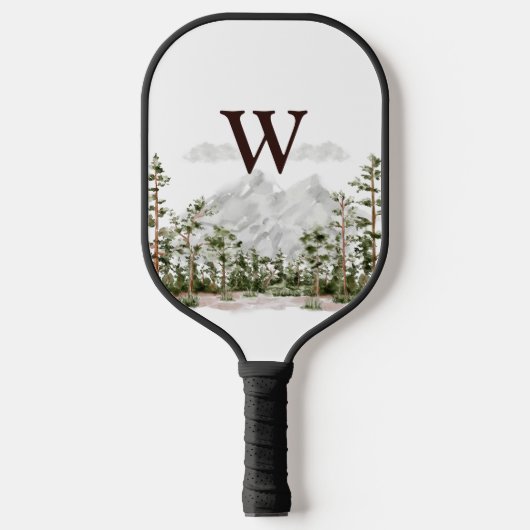 Monogram Waterverf Berg en Bos Pickleball Paddle (Voorkant)