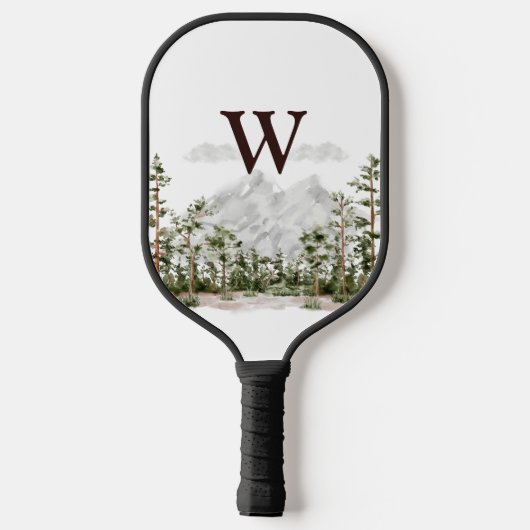 Monogram Waterverf Berg en Bos Pickleball Paddle (Achterkant)