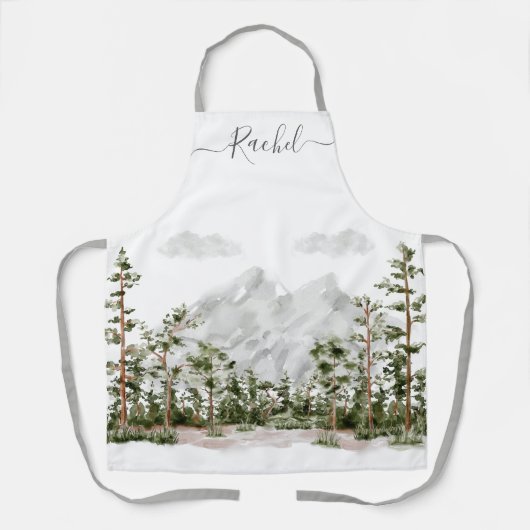 Monogram Waterverf Berg en Bos Schort (Voorkant)