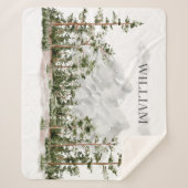 Monogram Waterverf Berg en Bos Sherpa Deken (Voorkant)