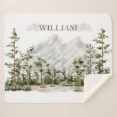 Monogram Waterverf Berg en Bos Sherpa Deken (Voorkant (horizontaal))