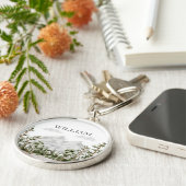 Monogram Waterverf Berg en Bos Sleutelhanger (Zijkant)