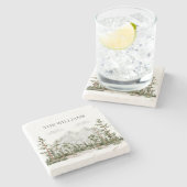 Monogram Waterverf Berg en Bos Stenen Onderzetter (Zijkant)